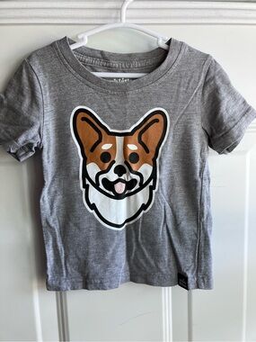 Whistle & flute grey corgi tshirt 1T 2T
